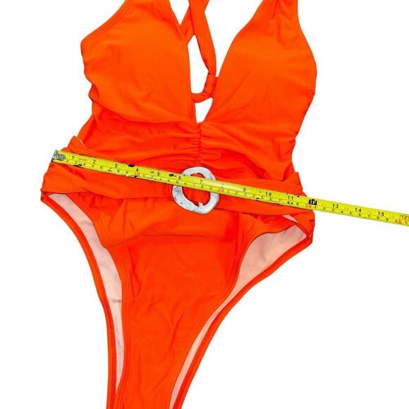 NWT Orange  Buckle One Piece Fashion Swimsuit Women’s S Beach Swim Vacation - Picture 4 of 9
